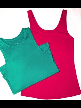 Women’s Scoop Neck Tank Top - Green & Fuchsia